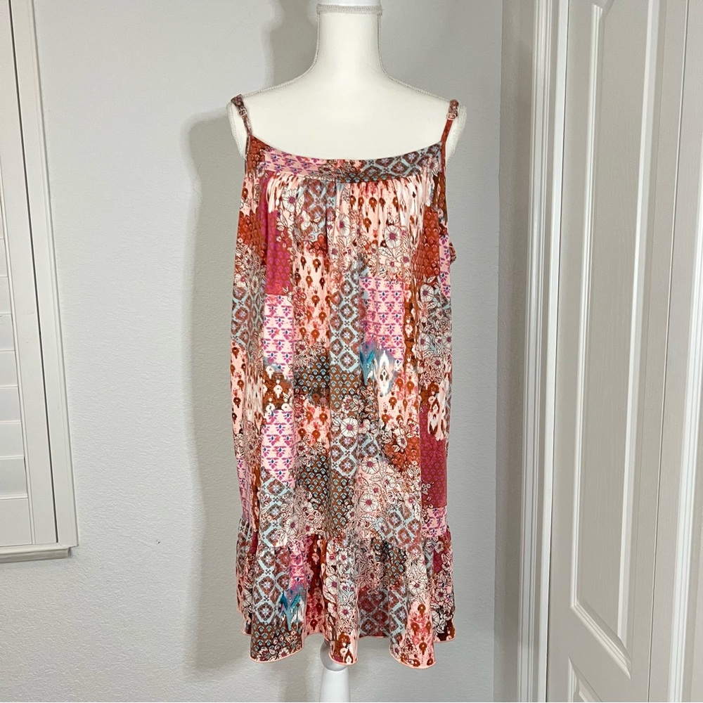 Joyspun Women's Sleeveless Knit Chemise with Ruffle Hem Peach Bud size 3X - Picture 10 of 16